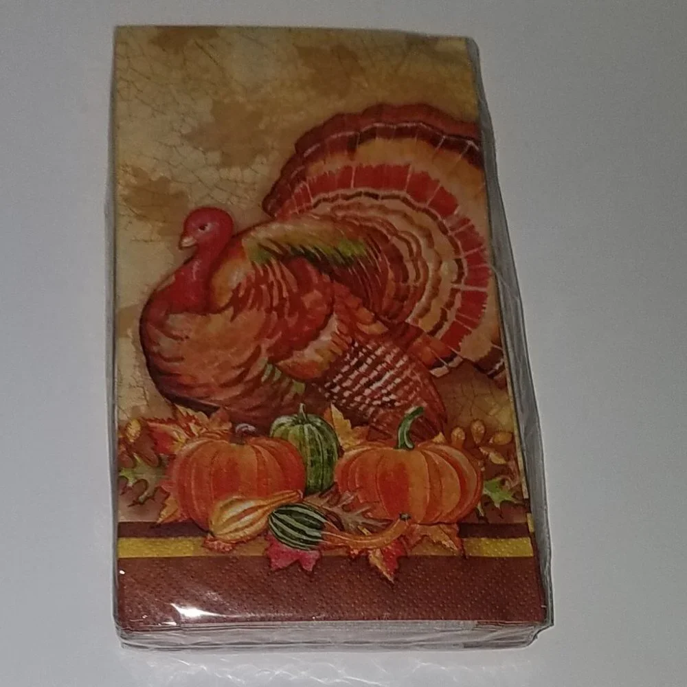 NEW 3 Packages Turkey Thanksgiving Napkins Lot Pumpkins